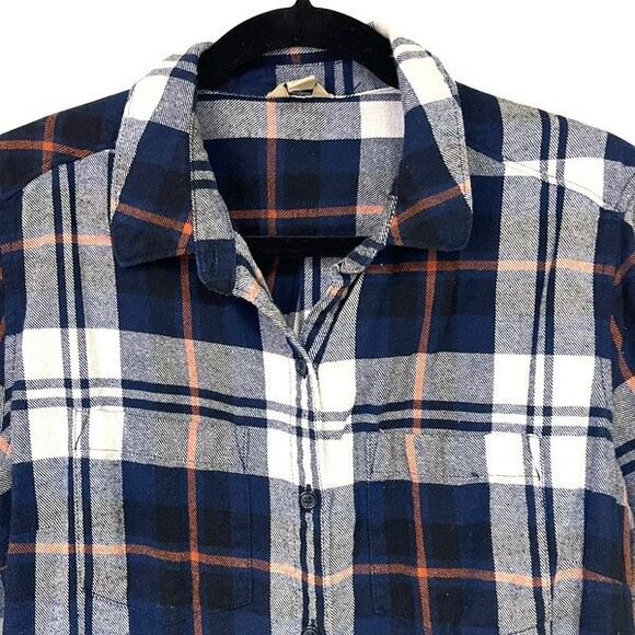 WOOLRICH Women’s Flannel Button Shirt XL Blue White Plaid Soft Long Sleeve Pocke - Picture 4 of 11